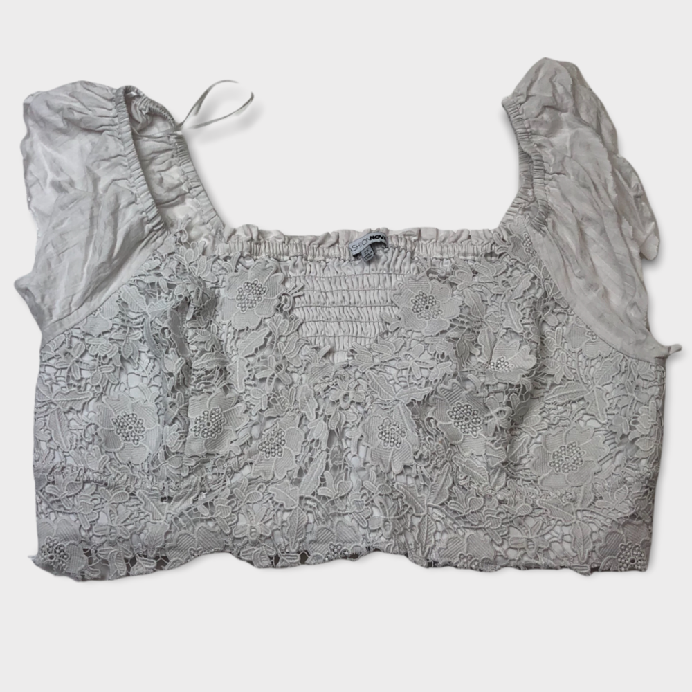 Fashion Nova White Crochet Embroidered Crop Top Women’s Plus Size 2X